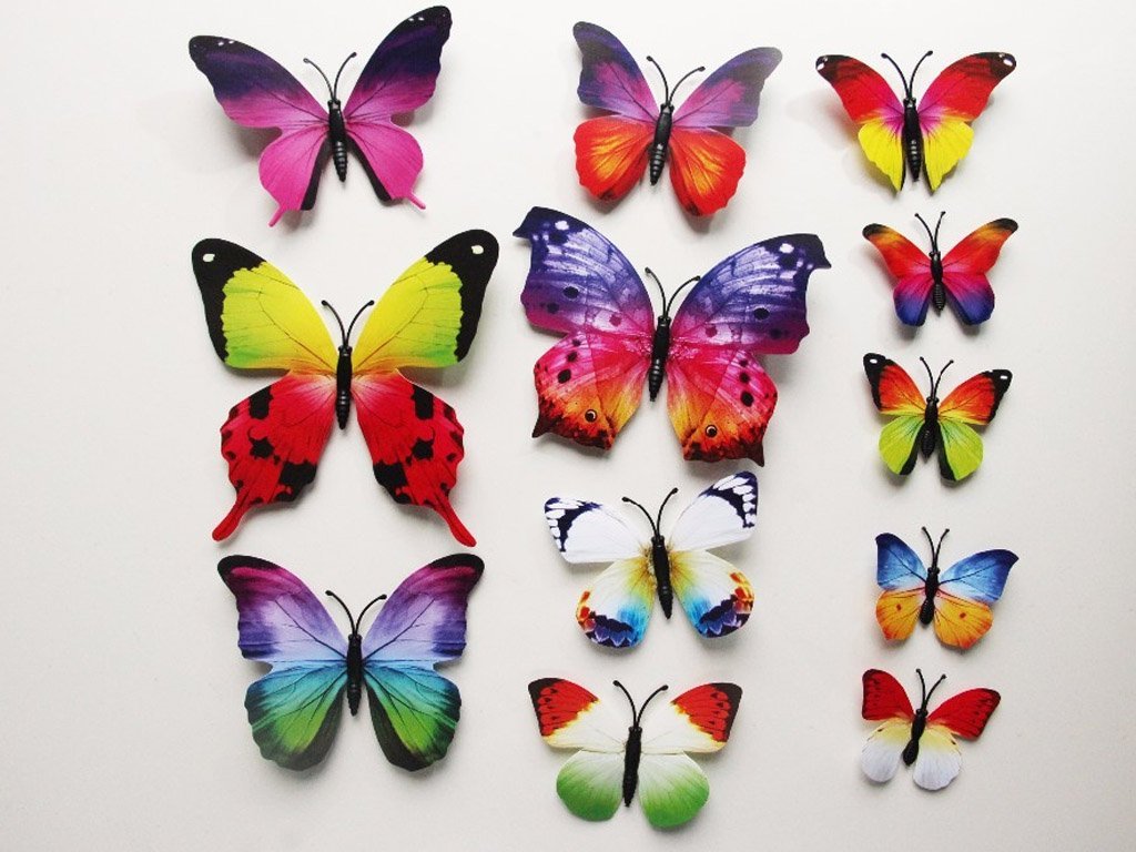 12 pièces Autocollant Ajouré Papillon 3D, Mode en ligne