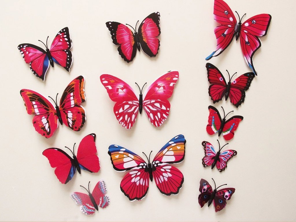 12 pièces 3D papillon autocollant mural sur le mur – Grandado